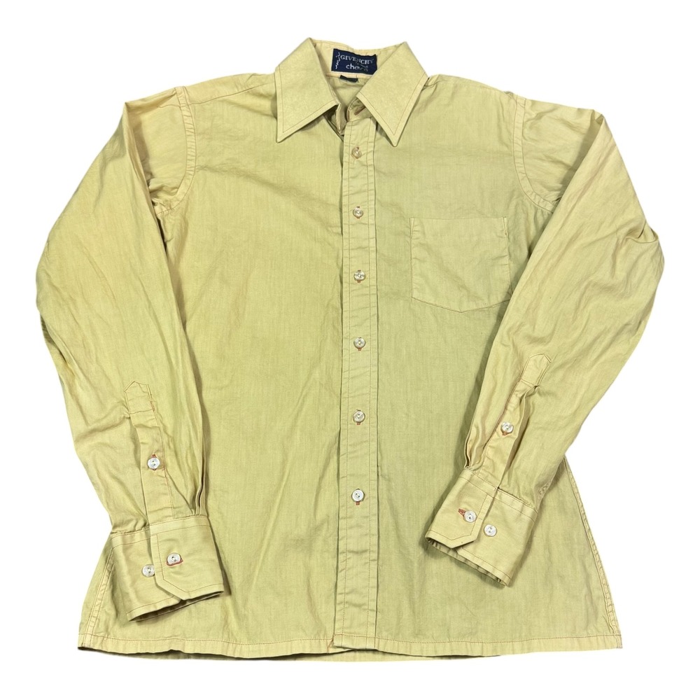 Vintage Givenchy for Chesa Yellow Button Up Shirt Men's 15 - 34/35 FLAW